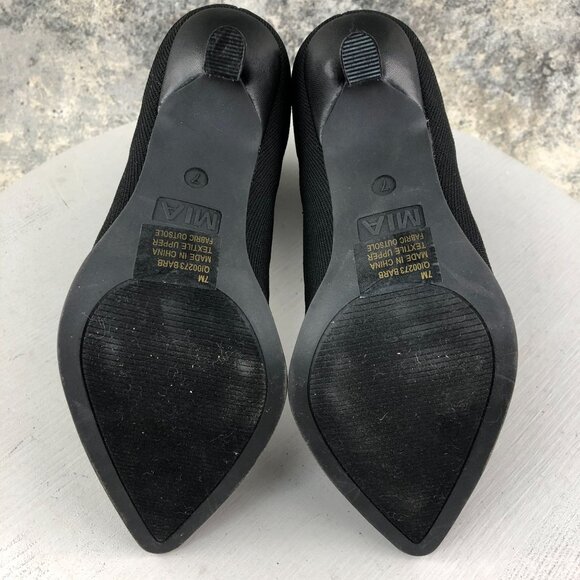 MIA Womens Size 7M Chellsie Black Pointed Toe Stretch Sock High Heel Ankle Boots - Picture 9 of 13